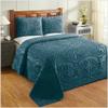 Better Trends Chenille Bedspreads King Size, Deep Teal 100% Cotton Chenille Medallion Design Tufted Bedding Coverlet Soft Lightweight, 120"x110" with 2 Sham 3 Pieces Set Trevor Collection view 1