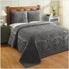 Better Trends Chenille Bedspreads Full/Double Size, Charcoal Gray 100% Cotton Chenille Medallion Design Tufted Bedding Coverlet Soft Lightweight, 96"x110" with 2 Sham, 3 Pieces Set Trevor Collection view 1
