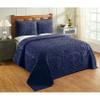 Better Trends Chenille Bedspreads Full/Double Size, Navy Blue 100% Cotton Chenille Medallion Design Tufted Bedding Coverlet Soft Lightweight, 96"x110" with 2 Sham, 3 Pieces Set Trevor Collection view 1