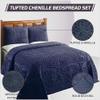 Better Trends Chenille Bedspreads Full/Double Size, Navy Blue 100% Cotton Chenille Medallion Design Tufted Bedding Coverlet Soft Lightweight, 96"x110" with 2 Sham, 3 Pieces Set Trevor Collection view 3