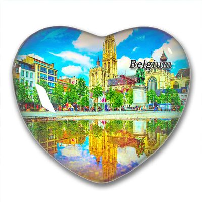 Belgium Antwerp Grote Markt Fridge Magnets Sticker Kitchen Refrigerator Decoration Magnet Gift Heart Shape