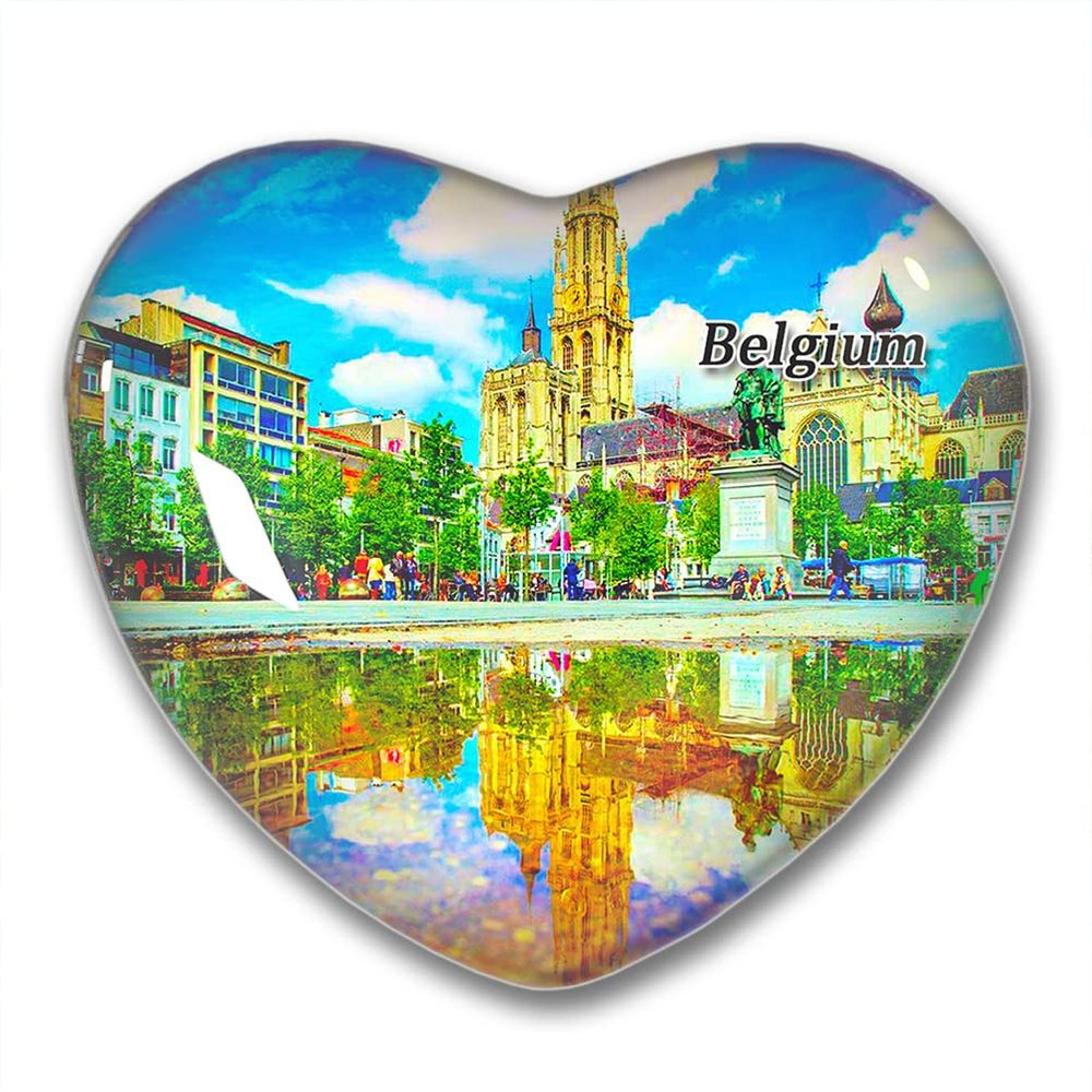 Belgium Antwerp Grote Markt Fridge Magnets Sticker Kitchen Refrigerator Decoration Magnet Gift Heart Shape