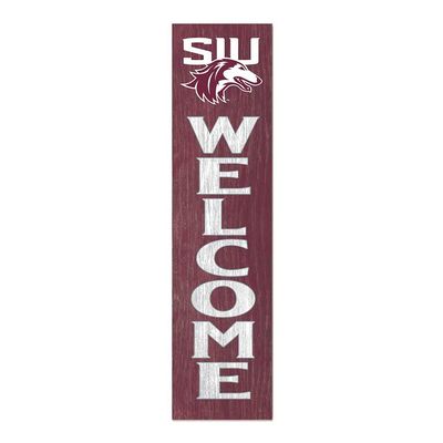 KH Sports Fan Southern Illinois Salukis Welcome Porch Leaner, 11x46 Inches, Salukis Outdoor Welcome Sign; Display Your Team Spirit with This Southern Illinois Salukis Plaque