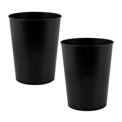 Bath Bliss 5 Liter Small Wastebasket | 2 Pack | Round Open Top | Trash Can | Bathroom | Bedroom | Kitchen | Office | Dorm | Disposal Waste Bin | Garbage | Matte Black