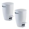 Bath Bliss 5L Contour Step Pedal Waste Bin | Dimensions: 7.9" x 7.9" x 11.8" | Holds 5 Liters | Step Pedal | Contemporary | Small Wastebasket | Great for Bathroom | Offices | Dorms | White view 1