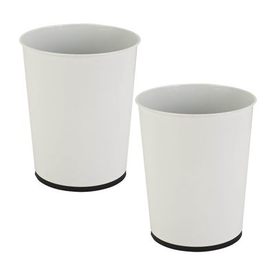 Bath Bliss 5 Liter Small Wastebasket | 2 Pack | Round Open Top | Trash Can | Bathroom | Bedroom | Kitchen | Office | Dorm | Disposal Waste Bin | Garbage | White