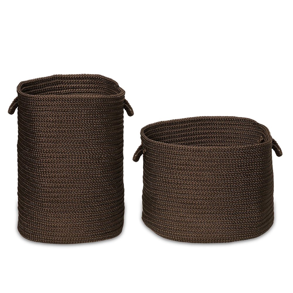 Colonial Mills Clean & Dirty Woven 2 Braided Hamper Set, 17"x17"x22" /19"x19"x15", Brown 2 Count