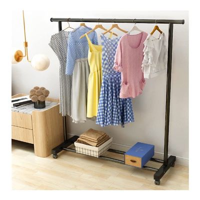 Metal Clothes Racks with Shelves, Modern Coat Rack freestanding with 4 Stable Feet for Organizing Clothes and Shoes, Black (Color : Black, Size : 100cm)