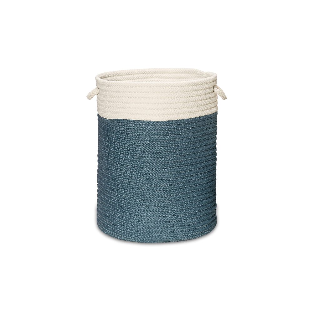 Colonial Mills Nicholas 2-Tone Braided Hamper, 15"x15"x18", Blue
