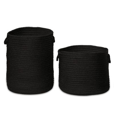 Colonial Mills Clean & Dirty Woven 2 Braided Hamper Set, 17"x17"x22" /19"x19"x15", Black 2 Count