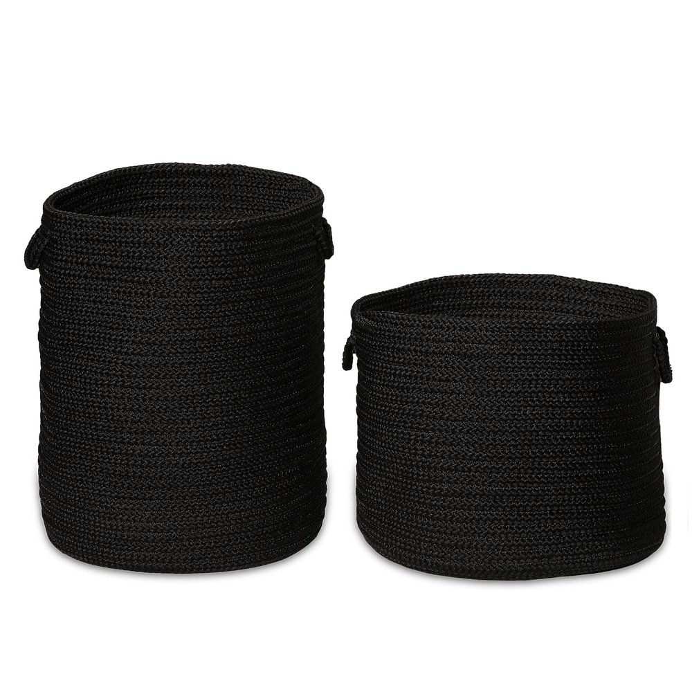 Colonial Mills Clean & Dirty Woven 2 Braided Hamper Set, 17"x17"x22" /19"x19"x15", Black 2 Count