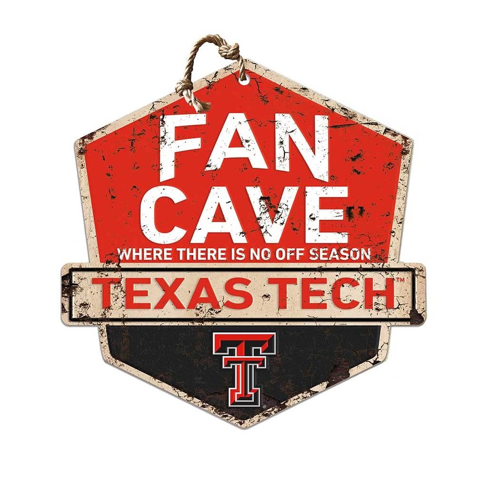 KH Sports Fan Texas Tech Red Raiders Fan Cave Badge Sign, 20x20 Inches, Red Raiders Decor for Dorm Room, Bedroom, Fan Cave, Living Room; Display Your Team Spirit with This Unique Texas Tech Red Raiders Wall Art