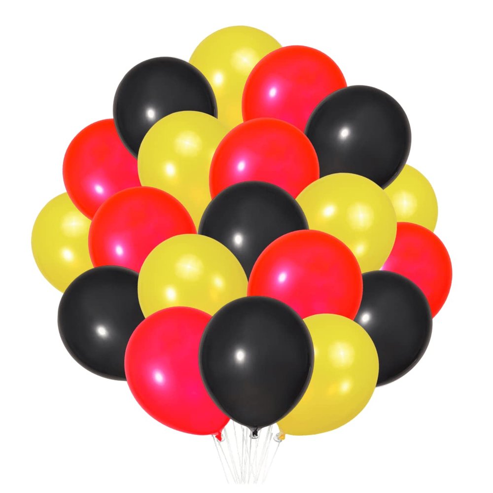 300 Pack Black Red Yellow Balloons 100 of each of the 3 colors 12 inch Black Red and Yellow Latex Party Balloon Bulk for Various Party Events Decorations