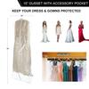 70" Clear Garment Bag and 10 Gusset with Zippered Accessories Pocket for Wedding Long Dress Gown Fur Coat Closet Storage Uniform Costume Hanging Suits Cover (10 Pack) view 2