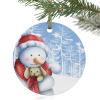 First Christmas Ornament 2022, Christmas Snowman Ceramic Hanging Christmas Tree Decorations, Winer Snowflake White Xmas Tree Blue Wedding Gifts for Couple, Round, 3" view 1