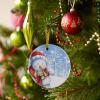 First Christmas Ornament 2022, Christmas Snowman Ceramic Hanging Christmas Tree Decorations, Winer Snowflake White Xmas Tree Blue Wedding Gifts for Couple, Round, 3" view 4