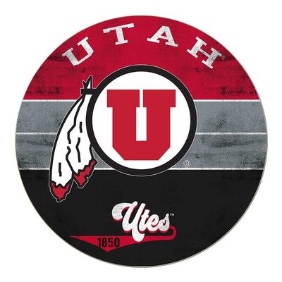 KH Sports Fan Multi Color Retro Circle Sign, 20x20 Inches, Decor for Dorm, Bedroom, Fan Cave, Living Room Display Your Team Spirit with This Unique Utah Running Utes Wall Art, One Size