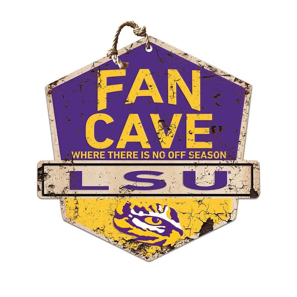 KH Sports Fan LSU Tigers Fan Cave Badge Sign, 20x20 Inches, Tigers Decor for Dorm Room, Bedroom, Fan Cave, Living Room; Display Your Team Spirit with This Unique LSU Fighting Tigers Wall Art