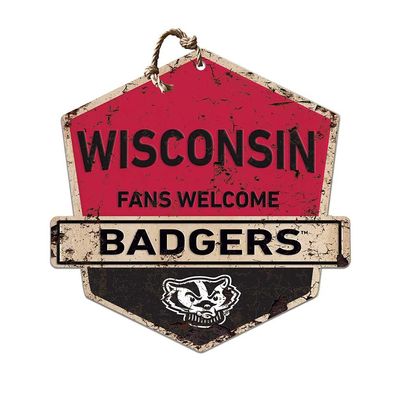KH Sports Fan Wisconsin Badgers Welcome Badge Sign, 20x20 Inches, Decor for Dorm Room, Bedroom, Fan Cave, Living Room; Display Team Spirit With This Unique Wall Art