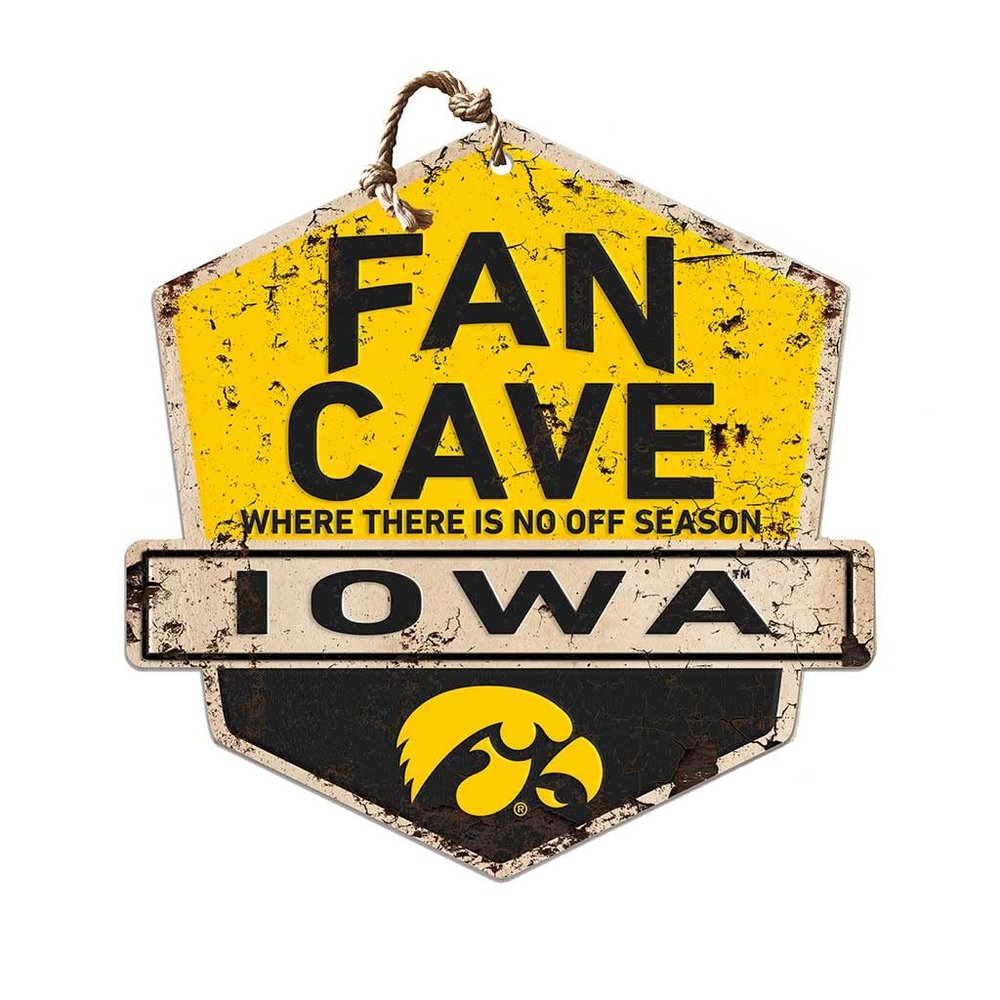 KH Sports Fan Iowa Hawkeyes Fan Cave Badge Sign, 20x20 Inches, Hawkeyes Decor for Dorm Room, Bedroom, Fan Cave, Living Room; Display Your Team Spirit with This Unique Iowa Hawkeyes Wall Art