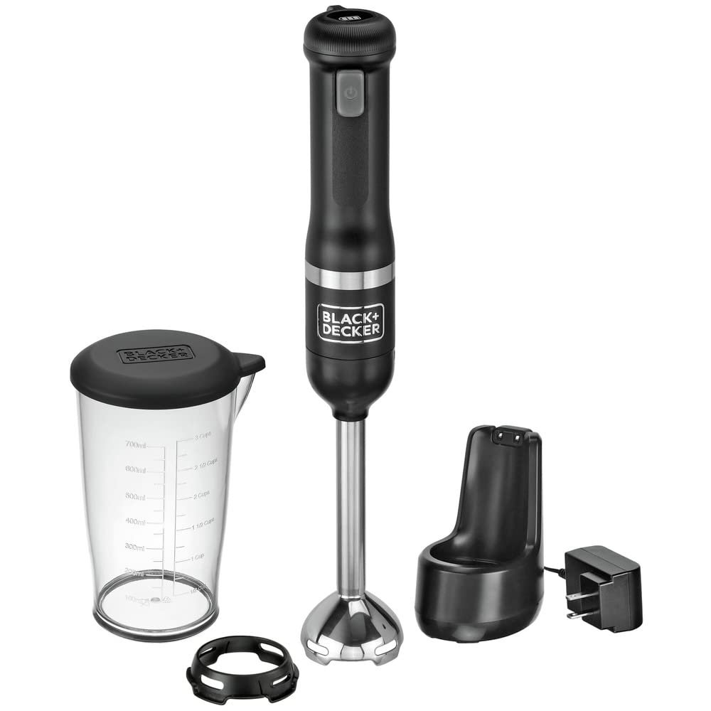 BLACK+DECKER Kitchen Wand Cordless Immersion Blender, Hand Blender with Charging Dock, Black (BCKM1011K10)