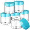 SATINIOR 6 Pack 2 oz Plastic Jars Containers with Lids Wide-mouth Refillable Leakproof Reusable Round Empty Jars for Travel Cosmetic Dry Food Spice Candy Cookie Home Kitchen Organizing(Blue) view 1