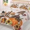 3 Pieces Duvet Cover Queen Bedding Sets Autumn Thanksgiving Gnome Pumpkin Sunflowers Luxury Soft Comforter Cover with Pillowcases Farm Fall Leaves Microfiber Quilt Covers Set for Bedroom Decor view 3