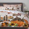 3 Pieces Duvet Cover Queen Bedding Sets Autumn Thanksgiving Gnome Pumpkin Sunflowers Luxury Soft Comforter Cover with Pillowcases Farm Fall Leaves Microfiber Quilt Covers Set for Bedroom Decor view 4