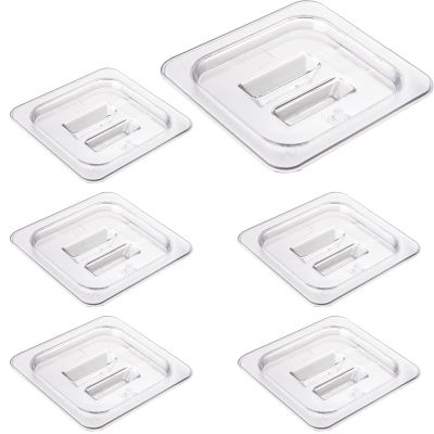 CURTA 6 Pack NSF Food Pan Cover, 1/6 Size Clear Polycarbonate Lid with Handle for Commercial Food Pan, Dishwasher & Freezer Safe Plastic Clear