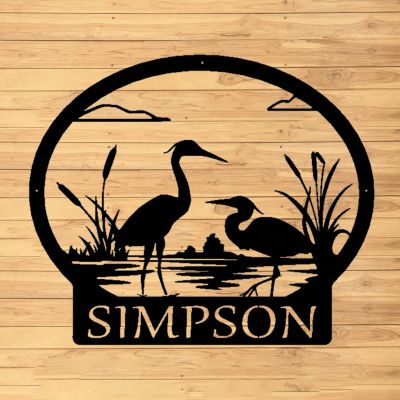 Custom Heron Metal Wall Sign - Personalized Heron Metal Wall Art - Heron Metal Wall Decor - Housewarming Gift - Heron Name Sing - Home Decor