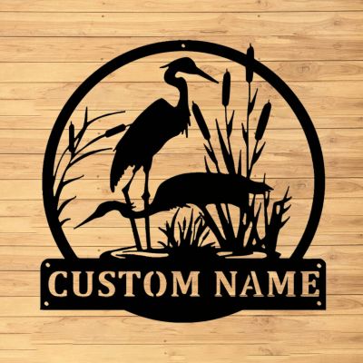 Custom Heron Metal Wall Sign - Personalized Heron Metal Wall Art - Heron Metal Wall Decor - Heron Name Sign - Housewarming Gifts - Home Decor