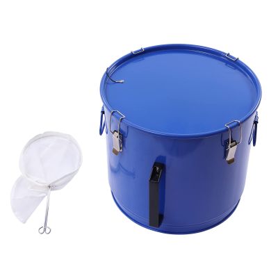 Fryer Grease Container Bucket 10 Gallon Oil Pails For Store And Transport Used Oil Steel Oil Transport Container w/Lid & Lock Clips Fryer Oil Bucket w/Filter Bag For Hot Cooking Oil Filtering