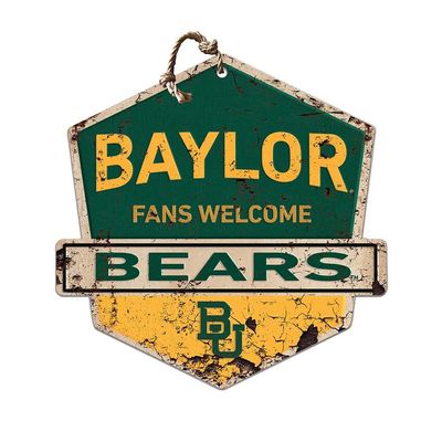 KH Sports Fan Baylor Bears Fans Welcome Badge Sign, 20x20 Inches, Bears Decor for Dorm Room, Bedroom, Fan Cave, Living Room; Display Your Team Spirit with This Unique Baylor Bears Wall Art