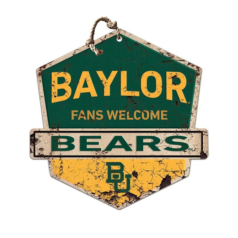 KH Sports Fan Baylor Bears Fans Welcome Badge Sign, 20x20 Inches, Bears Decor for Dorm Room, Bedroom, Fan Cave, Living Room; Display Your Team Spirit with This Unique Baylor Bears Wall Art