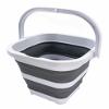 SAMMART Collapsible Rectangular Cleaning Bucket 5L (1.3 Gallon)- Foldable Camping Beach Sand Water Pot Pail- Portable Space Saving Tub for Household, Outdoor Car Washing (White/Grey) view 1