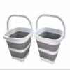 SAMMART Collapsible Rectangular Cleaning Bucket 5L (1.3 Gallon)- Foldable Camping Beach Sand Water Pot Pail- Portable Space Saving Tub for Household, Outdoor Car Washing (White/Grey (Set of 2)) view 1