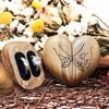 muchly Wooden Ring Box for Wedding Ceremony-Heart Shaped Ring Box- Solid Wood double ring bearer box-Engraved Vintage ring box (walnut) view 2
