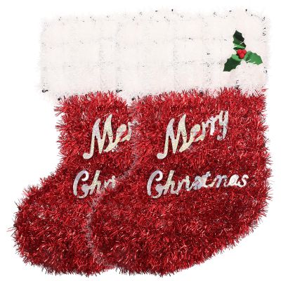 Christmas Tinsel Garland Xmas Stocking Hanging Ornaments Xmas Decorations Foil Fringed Pendant Home Decors Christmas Hanging Decorations for Window Wall Tree Holiday Party Supplies