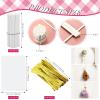 Yinkin Cake Pop Supplies and Decoration for Making Lollipops Including Acrylic Lollipop Pop Stand Holder Meat Baller 100 Pcs Sticks 100 Pcs Clear Treats Bag 100 Pcs Gold Metallic Twist Ties view 2
