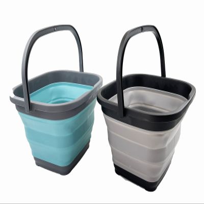 SAMMART 10L (2.6 Gallon) Collapsible Rectangular Handy Bucket (Alloy Grey + Crystal Blue (Set of 2))