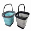 SAMMART 10L (2.6 Gallon) Collapsible Rectangular Handy Bucket (Alloy Grey + Crystal Blue (Set of 2)) view 1