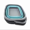 SAMMART 10L (2.6 Gallon) Collapsible Rectangular Handy Bucket (Alloy Grey + Crystal Blue (Set of 2)) view 3