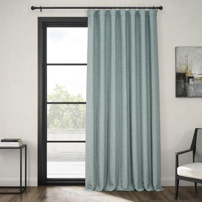 HPD Half Price Drapes - Faux Linen Curtains for Living Room (1 Panel) - 100W X 84L - Extra Wide Textured Room Darkening Curtains for Bedroom 84 Inches Long - Drapes for Home Decor, Sea Thistle
