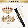 Juexica 4 Pieces Prom King and Queen Crowns Set with Sashes Valentine's Day Carnival Birthday Wedding Costume Accessories Gold King Crown for Men Women Prom(M,Red Diamond) view 2