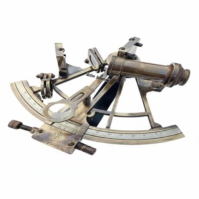 Nautical 8-Inch Brass Working Sextant in Brown Antique Marine - Handcrafted Marine Navigational Instrument for Collectors & Dcor