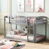 CNANXU Twin Over Twin Floor Low Bunk Bed with Safety Guardrail, Climbing Ladder, Easy to Assemble, Saving Space, Bed Bedroom Storage Guard Rail Ladder (Gray) view 1