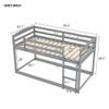 CNANXU Twin Over Twin Floor Low Bunk Bed with Safety Guardrail, Climbing Ladder, Easy to Assemble, Saving Space, Bed Bedroom Storage Guard Rail Ladder (Gray) view 2