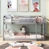 CNANXU Twin Over Twin Floor Low Bunk Bed with Safety Guardrail, Climbing Ladder, Easy to Assemble, Saving Space, Bed Bedroom Storage Guard Rail Ladder (Gray) view 3