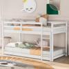 CNANXU Twin Over Twin Floor Low Bunk Bed with Safety Guardrail, Climbing Ladder, Easy to Assemble, Saving Space, Bed Bedroom Storage Guard Rail Ladder (White) view 1