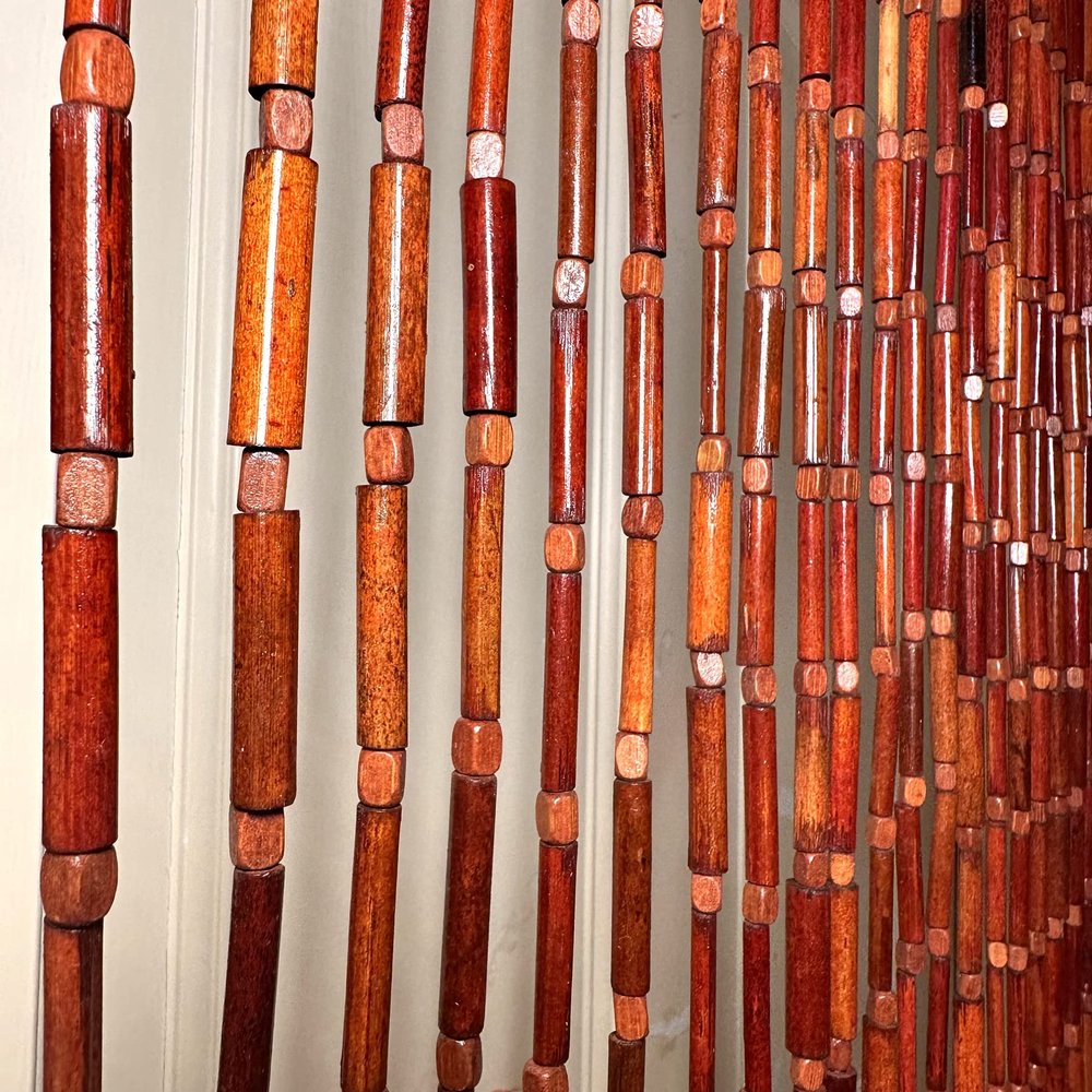 FlavorThings Natural Dark Brown Bamboo Beaded Curtain Room Divider Plain Design-Bamboo and Wooden Doorway Beads-Boho Bohemian Curtain 38 Strands 36" Wx78 H